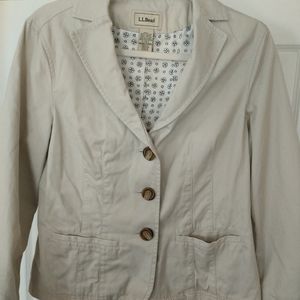 L.L. Bean Light Khaki Blazer Jacket Women's Size 6 Petite